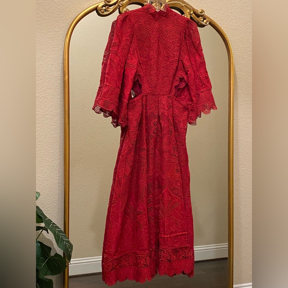 Farm Rio Guipire Cut Out Midi Dress Size M - Picture 4 of 12